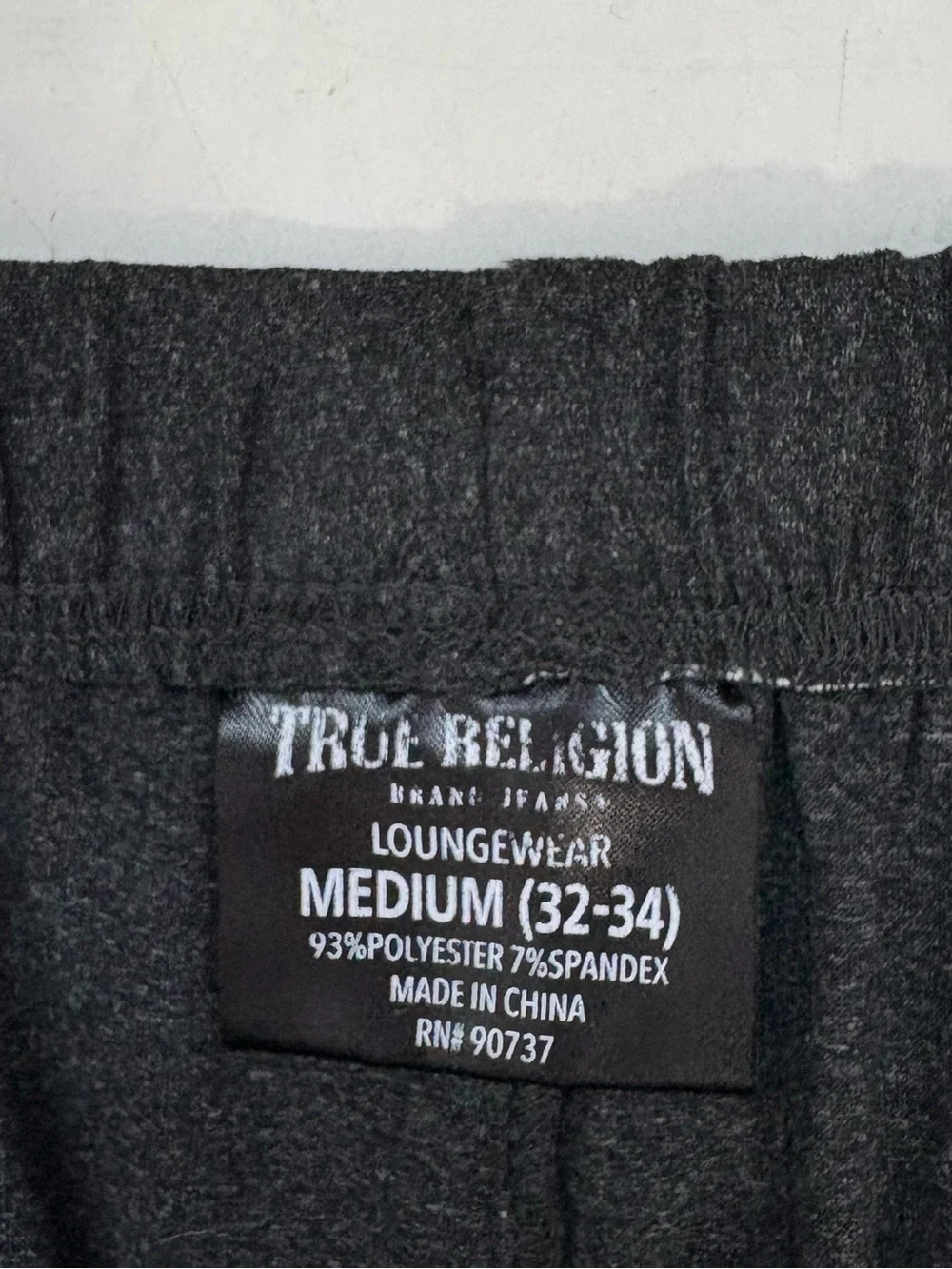 True Religion Men’s Medium Gray Drawstring Jogger Sweatpants Loungewear Neutral - Picture 4 of 6